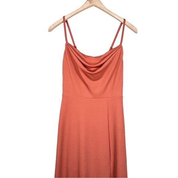 BIRDY GREY Ash Side Slit Crepe Maxi Bridesmaid Dress in terracotta - Picture 8 of 16
